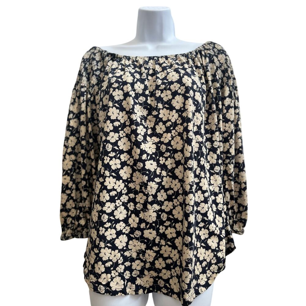 Lauren Ralph Lauren Peasant Floral Off Smocked Shoulder Top Small Cottagecore